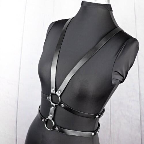 UYEE Sexy Lingerie Women Harness Wedding Garter Goth Garter Belts Women Ladies Harness Leather Suspenders For Women Harness Body