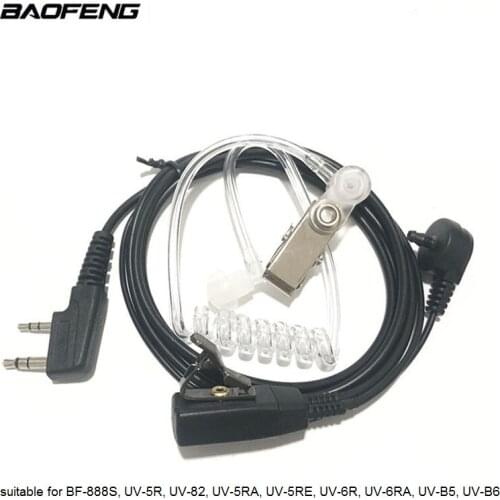 Air Acoustic Tube Headset for Baofeng UV-5R UV-82 BF-888S Walkie Talkie Ham CB Radio Transceiver TK-Port Headphone Earpiece Mic