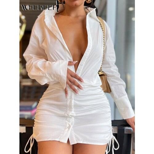 WEEKEEP Fashionable Shirt Dresses