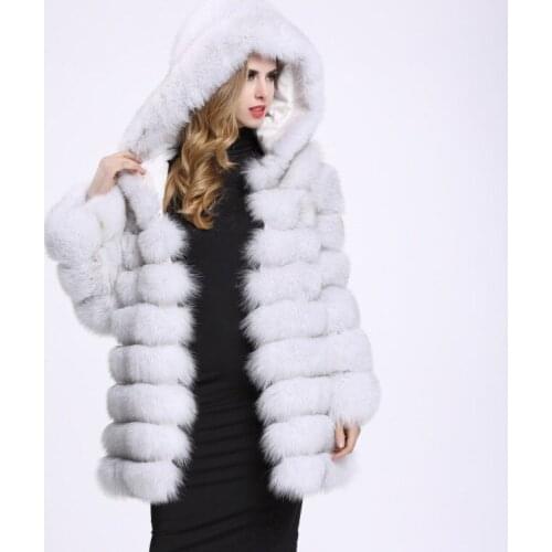 Winter Coat Women 2020 Hooded Outwear Coat Faux Fox Fur Jacket Warm Thick Fashion Loose Ladies Coat Women Jacket Fluffy Jacket