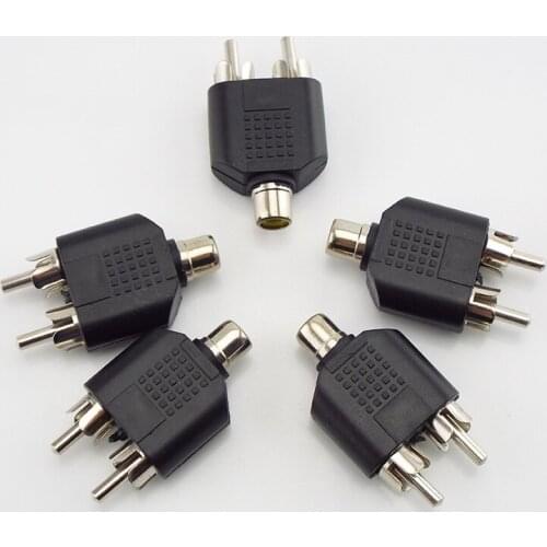1 pcs 2 RCA Y Splitter connector AV Audio Video Plug Converter cable Male Female Plug 2 in 1 Adapter