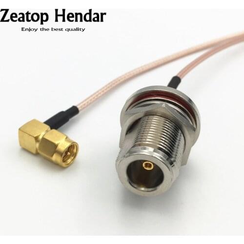 1Pcs Right Angle SMA Male Plug to N Female Waterproof Bulkhead Nut Jack RG316 RF Coaxial Jumper Cable Connector