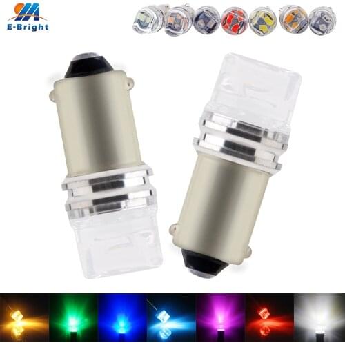 10pcs 12V BA9S 2835 3SMD Bulb Map Indicator Reverse Reading Floodlight Light Led Plate Light White Blue Red Green Amber Ice blue