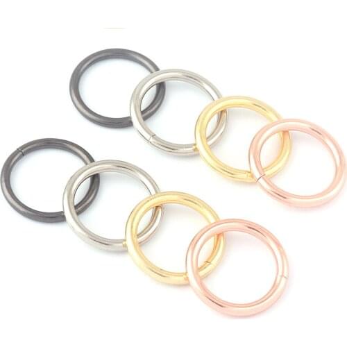 18mm Rose Gold Metal Welded Loops Round O Rings Strap Purse O Ring Bag Hardware Webbing Handbag Leather Craft Hardware Supplies