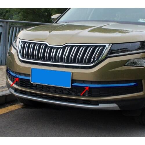 2pc Stainless steel for SKODA KODIAQ front grille decorate Bright Trim