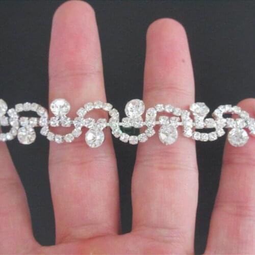 30cm Silver Glass Crystal Chain Bling Rhinestone Trim Metal Ribbon Necklace Decor Wedding Dress Clothing Bag Shoes Accessories