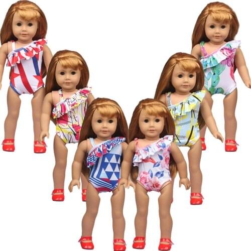 Summer Dolls Accessories Fashion Bikini + Hairpin Doll Clothes For 18 inch American Doll Girl Toy New Baby Doll Reborn Dresses
