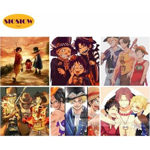 ASL 5D DIY Diamond Painting Full Square Set Cross Stitch One Piece Ace Luffy Sabo Diamond Embroidery Rhinestone Home Decor Gifts