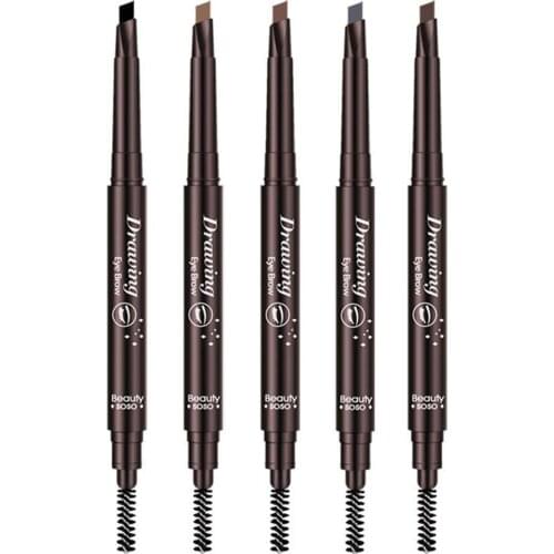 Double Heads Automatic Eyebrow Pencil Waterproof Long-lasting Pen with Eyebrow Brush Eye Makeup Cosmetics Makeup Tools