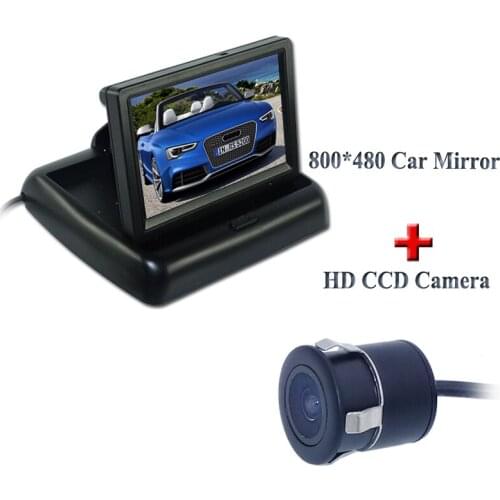 New Promotion Parking Assistance Night Vision Car CCD Rear View Camera With 4.3" Color LCD Car Video Foldable Monitor Camera
