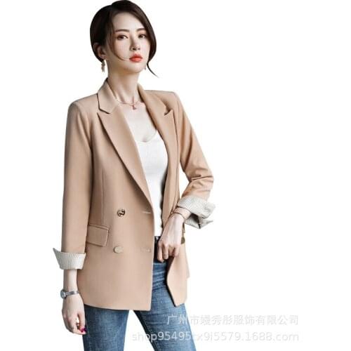 Blazers OLfashion double-breasted blazer feminino new style solid color suit jacket female occupation overalls black suit jacket