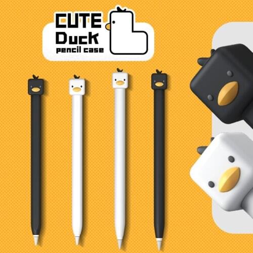 Pencil Case for Apple Pencil 1 2 Cute Duck Cover for IPad Pencil Case Non-slip Anti-Fall Pen Cover Protection Silicone Stylus