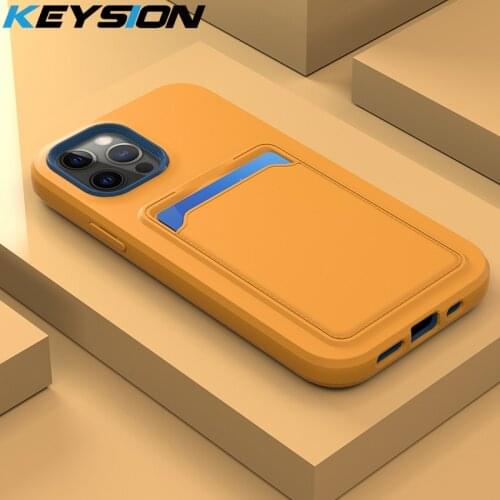 KEYSION Liquid Silicone Phone Case for iPhone 12 11 Pro Max X XS XR Card Slots Shockproof back Cover for iPhone SE 2020 8 7 Plus