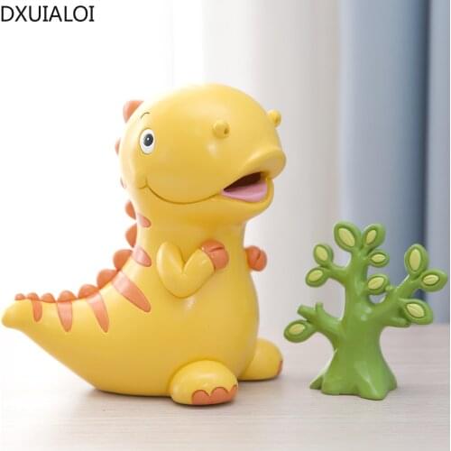 Home decoration creative cute small dinosaur resin ornaments cartoon student piggy bank children gift change bank DXUIALOI
