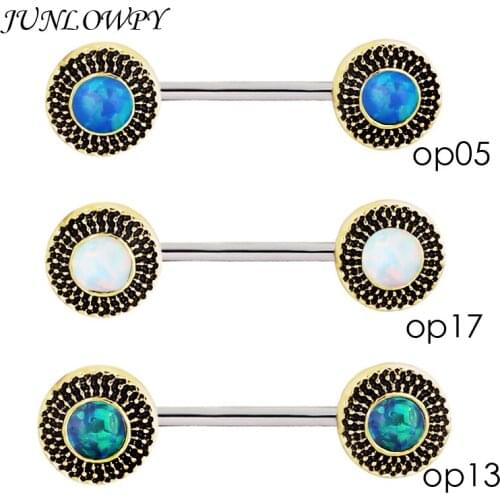 JUNLOWPY 9pcs/lot 14G Opal Tragus Ring Barbells Studs Piercing Nipple Shield Rings Jewelry Cartilage Earrings Body Nipple Ring