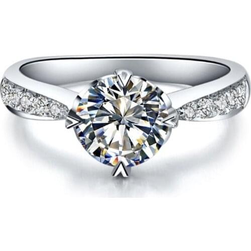 Classic Test Positive 1CT 6.5MM D-E Moissanite Diamond Ring S925 Engagement Jewelry for Women Wedding Ring