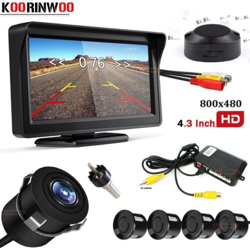 Koorinwoo Car Video Parking Wireless Sensor 4 Rear Camera With Monitor Colorful Show Image Distance Detector Parking Sensors