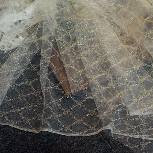 Gold Wire Mesh Embroidery Fabric Lace Dress Dress Designer Fashion Creative Fabric 1.5 Meters Wide