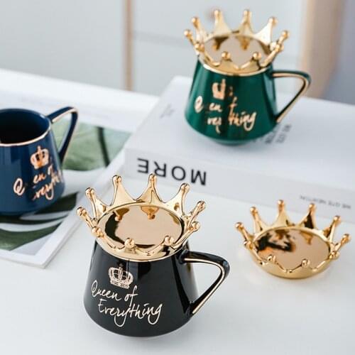 Queen of Everything Mug With Crown Lid and Spoon Ceramic Coffee Cup Gift for Girlfriend Wife PAK55