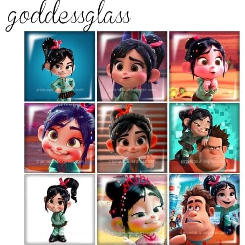 Disney Wreck-It Ralph Vanellope Square 10pcs 12mm/20mm/25mm photo glass cabochon demo flat back bracelet Jewelry Making findings