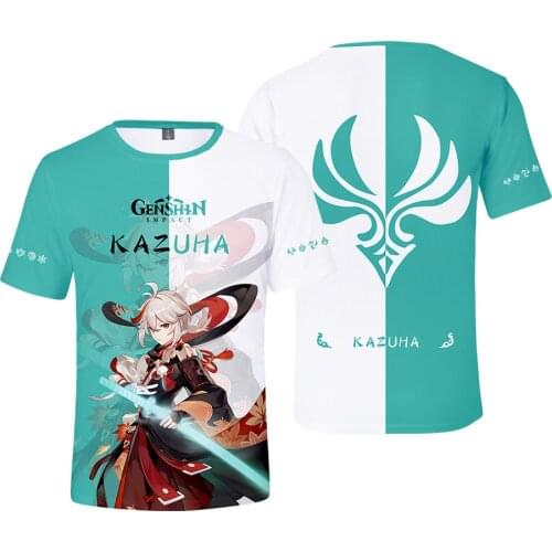 Summer 3D Game Genshin Impact T Shirt Men Women Tees Hot Printing KAZUHA Kids Tops Casual Boys Girls Cartoon Cool t-Shirt