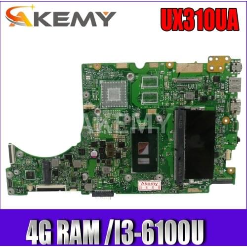 Akemy laptop Motherboard For Asus UX310UQK UX310UA UX310UAK UX310UQ UX310UV UX310U RX310U Mainboard 4G RAM /I3-6100U