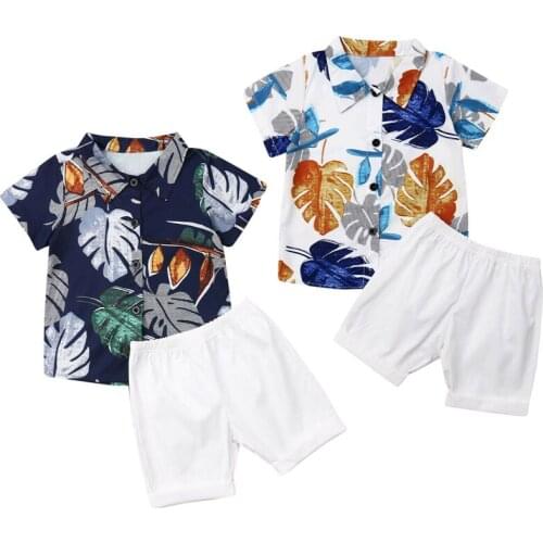 Fashion Summer Toddler Baby Kids Boy Clothes Sets 1-6Y Print Tops T-shirt Short Pants Outfit Set Clothes