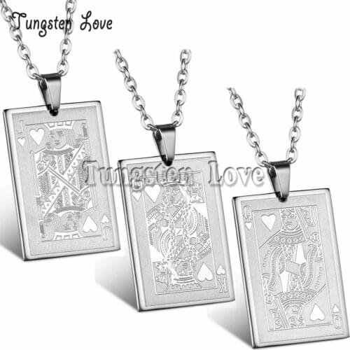 New Fashion Jewelry for Men Playing Cards J Q K Pendant 316L Stainless Steel Mens Necklace 55cm Chain Cool & Classical Gift