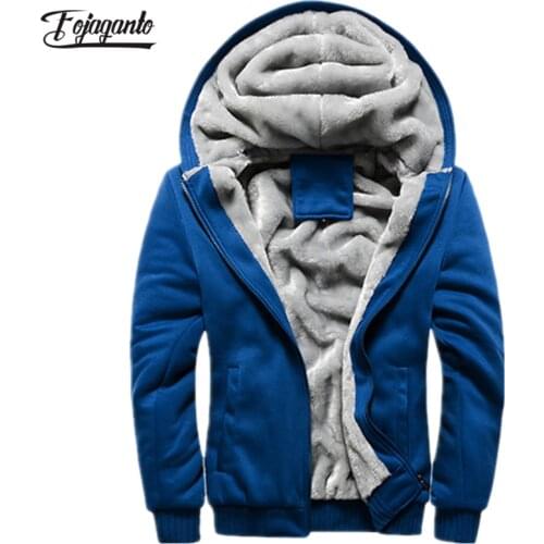FOJAGANTO Men Warm Cardigan Hoodies Tops Autumn Winter Male Casual Thicken Solid Color Clothing Men Hoodies Sweatshirt