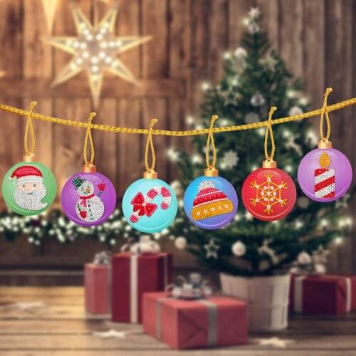 20pcs Christmas DIY Diamond Painting Tags Embroidery Mosaic Hanging Pendant for Handcraft Cards Christmas Tree Family Decoration