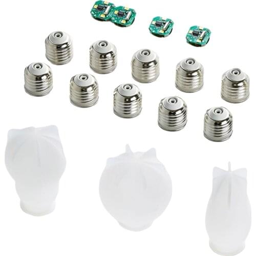 Outdoor Home Decoration DIY LED Epoxy Resin Lamp Kit for 3PCS Light Bulb Silicone Molds 10PCS Caps 4PCS Chip Base No Battery