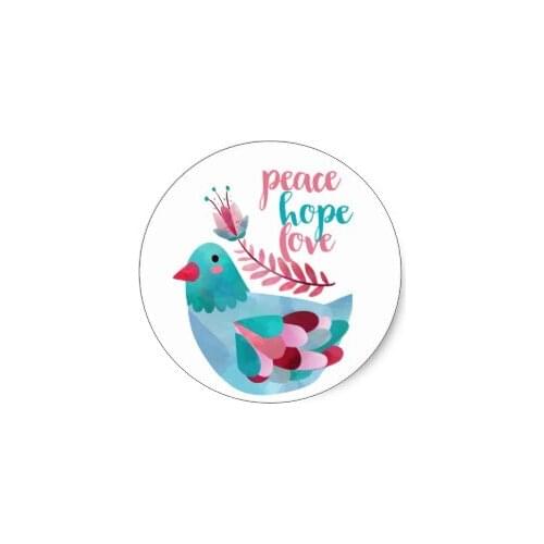 3.8cm Peace, Hope, Love sticker