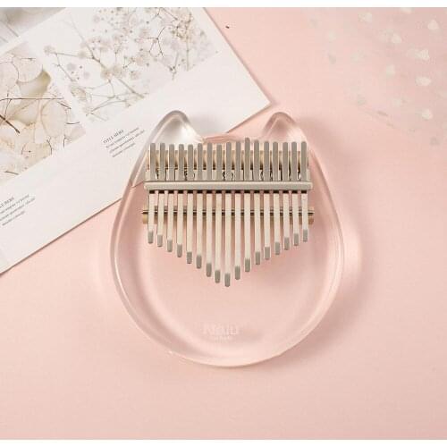NK-CT Crystal 17 Key Kalimba Transparent Acrylic Cat Bear Shape Thumb Piano Mbira Keyboard Finger Percussion Instrument