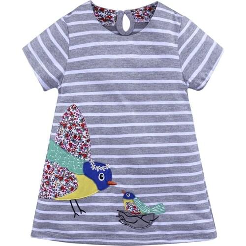 New European American Style Childrens Clothing Summer New Childrens Dress Printed Cotton Girl Dress