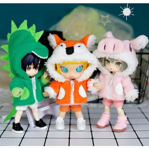 New ob11 doll clothes 1 / 12bjd GSC body9 element body Molly doll clothes cute animal suit plush top shorts doll accessories