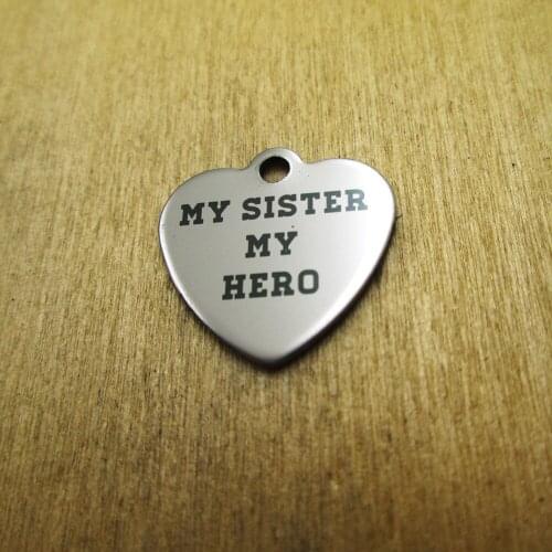 10pcs/lot-My Sister My Hero stainless steel charms Laser Engraved DIY Charms Pendants