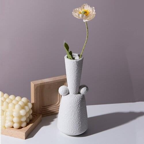 Simple Geometric Ins Ceramic Vase Flower Arrangement Ornaments Fresh Dried Flowers Home Living Room Decor Candle Holder