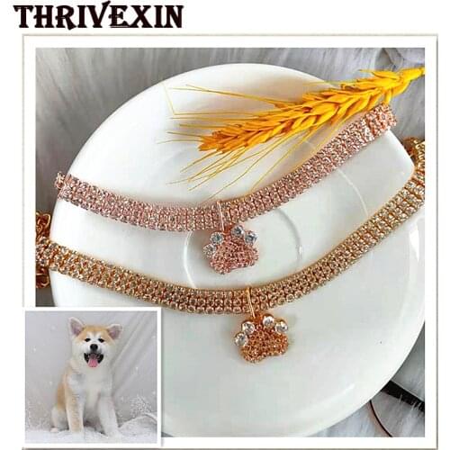 Crystal Dog Necklace Fashion Cute Paw Puppy Scarf Accessories Neck Strap Cat Tie Pet Supplies