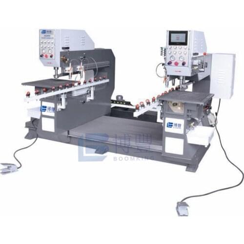 Good quality dual heads glass drilling machine For glass thickness 3-19mm. Diameter:φ4-φ80, Power: 4.65KW/5.65KW