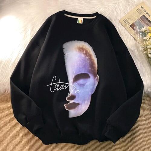 Spring and autumn niche European and American high street printing round neck long-sleeved loose pullover sweater for men and wo