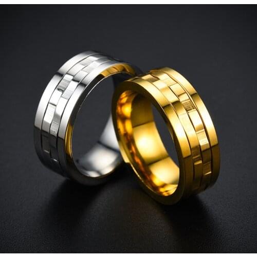 Titanium Steel Rotating Geometric Ring for Mens Wedding Ring for Mens Stress Relief Ring Hip Hop Party Jewelry Cocktail Ring