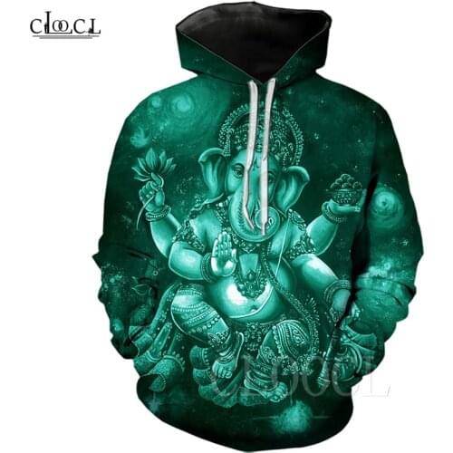 Lord Ganesha Hoodie Hindu Elephant-headed God 3D Print Short Sleeve Men/Women Hoody Streetwear Animal Sweatshirt Hoodie Pullover