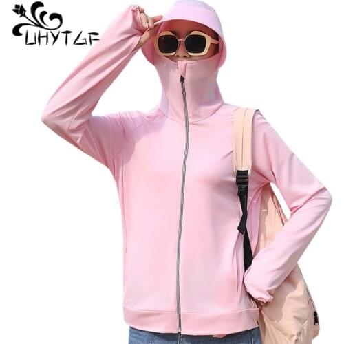 UHYTGF 2020 fashion womens summer jacket hooded Anti-UV Breathable thin sun protection clothing bike comfortable tops coat 865