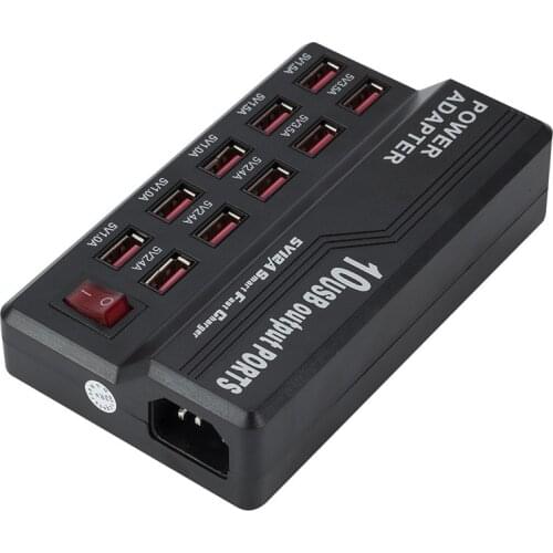 Multi 10 Port 12A 60W Charger USB Power Quick Charge Station For iPhone 7 5 5S 6 6S Plus iPad LG Samsung AC Adapter