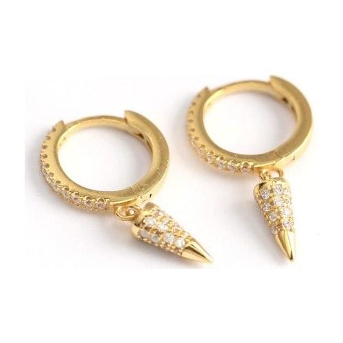 925 Sterling Silver Earring Fashion Geometric Zircon Cone Rose Short Pendant Drop Earring Personality Trend Woman Girl Ear Jewel