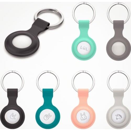 For Apple Airtags Liquid Silicone Protective Sleeve Soft Silicone For Apple Airtags High Quality Metal Ring Soft Plastic Sleeve