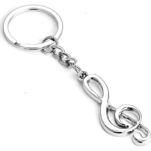 1pc key ring key chain silver plated musical note keychain for car metal music symbol key chains hot new