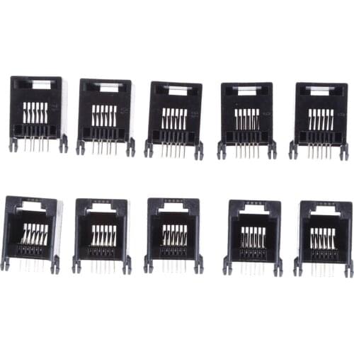 10PCS/Lot RJ12 RJ11 Socket Telephone 6Pin Crystal Female 6p6c Socket