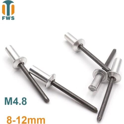 10PCS M4.8 8-12mm DIN EN ISO 15973 GB /T 12615.1 Aluminum Steel Closed End Blind Rivets With Break Pull Mandrel Protruding Head