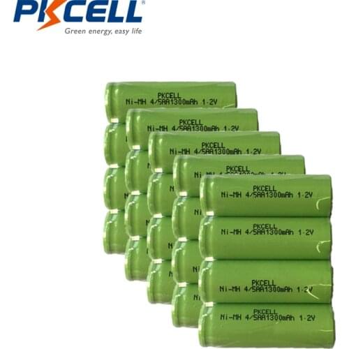 20PCS PKCELL 1.2V NIMH Battery 4/5AA 14430 1300mah Rechargeable Battery Flot top
